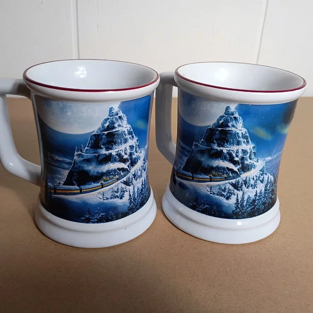 Polar Express Train Ride 20th Anniversary Mugs Set of Two Christmas Believe - Picture 2 of 6